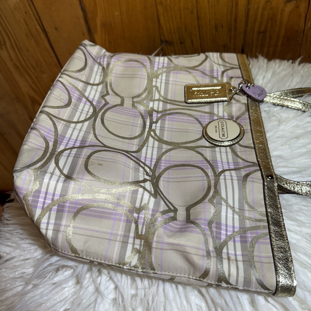 Coach F17474 Signature Multicolor Tartan Tote Shoulder Bag - Picture 10 of 14